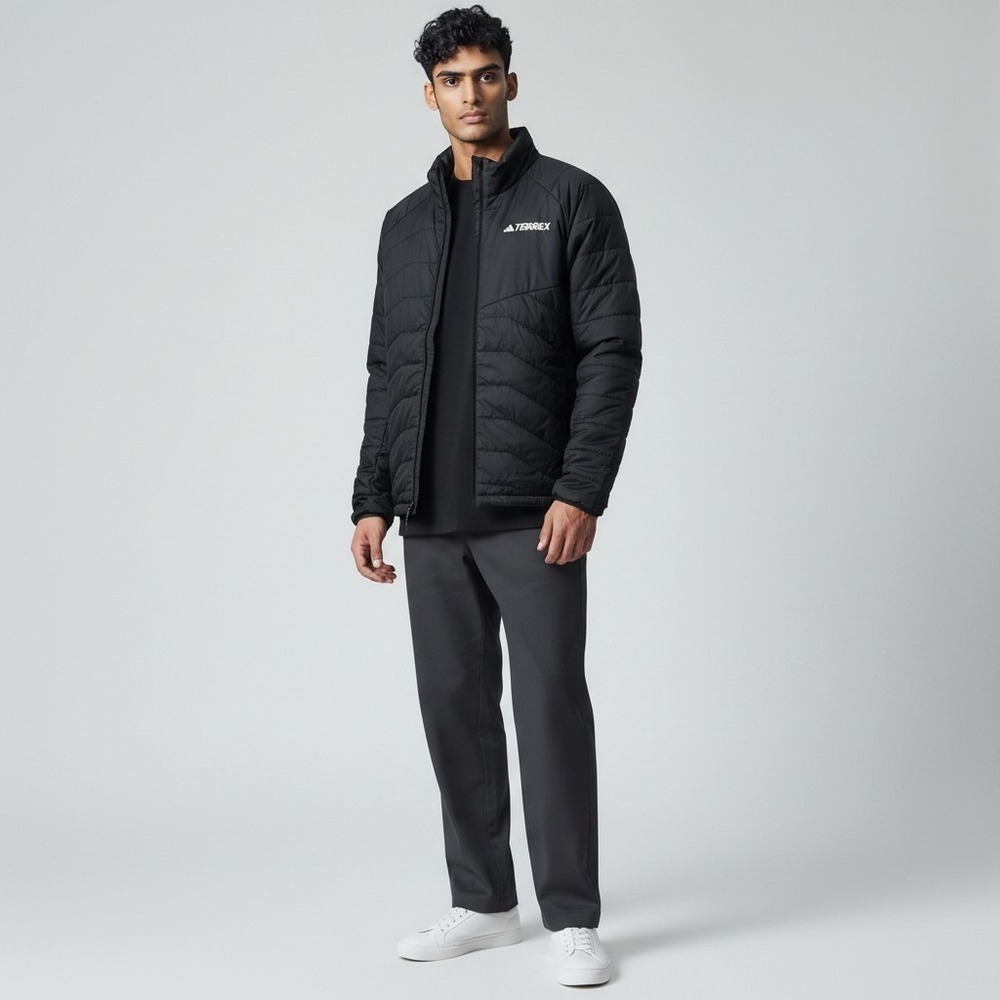 adidas Mens Full Zip Terrex Insulated Hiking Jacket Size XL Black Zip Pockets